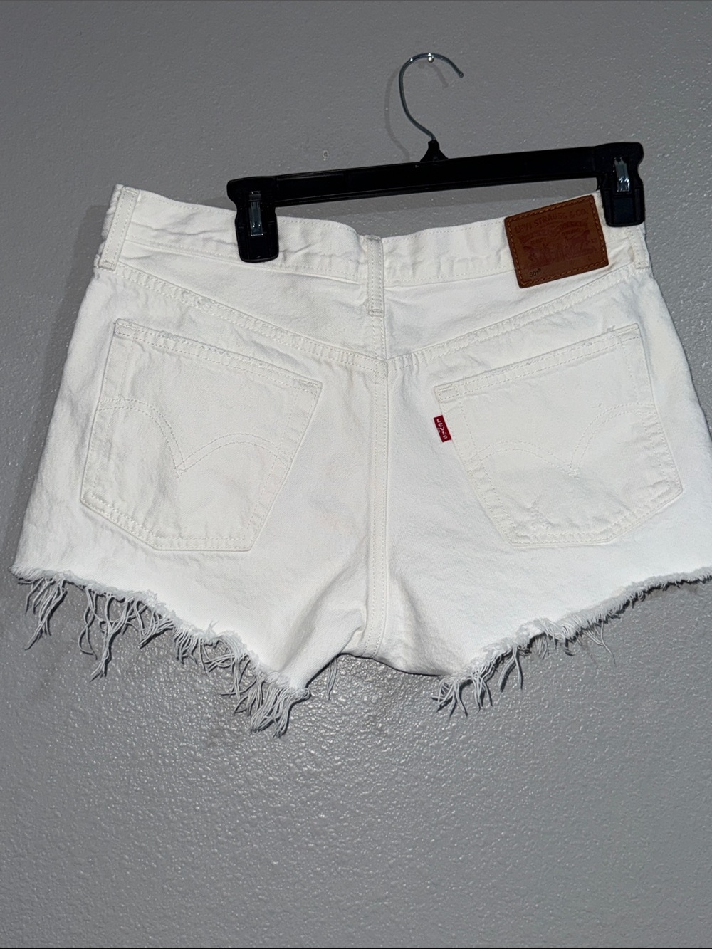 Levi's 501 White Frayed Denim Cutoff Shorts
